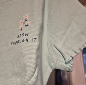 Wonder Nation Light Green Tee with Floral Embroidery